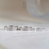  Nhẫn cưới kiểu đẹp vàng tây 18k bản to phong thuỷ đính đá Gix Jewel 