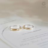  Nhẫn cưới hai màu đơn giản đẹp Platinum đính Moissanite khắc chữ Gix Jewel 