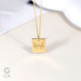  Dây chuyền đôi vàng 18k khắc tên theo yêu cầu sợi chữ cong hình chữ nhật Gix 