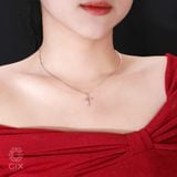  Vòng cổ chữ thập vàng 18k s925 sợi mỏng kiểu mới đính kim cương đẹp Gix 