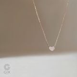  Dây chuyền vàng hồng 18k bạc ý 925 nữ đẹp hình trái tim ôm sát cổ đính kim cương nhân tạo Gix Jewel 