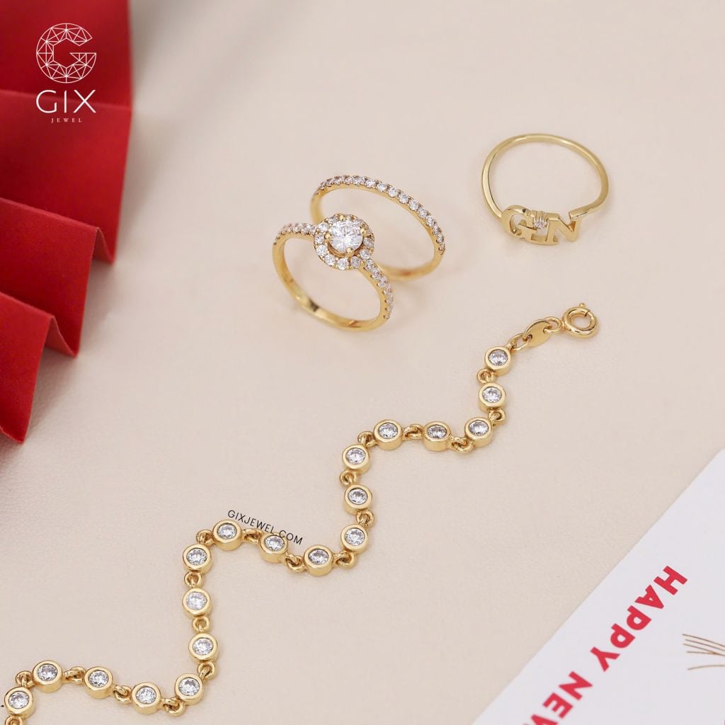  Vòng tay tennis đính đá vàng 18k & bạc đẹp cho nam nữ đeo đôi Gix Jewel 