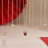  Vòng cổ đá quý garnet vàng tây 18k cho nữ mặt đá trái tim thời trang Gix 
