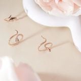  Nhẫn nữ hình con rắn vàng 18k đính đá tấm cao cấp đeo cá tính Gix Jewel 