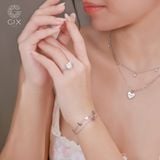  Nhẫn vàng trắng cầu hôn bạn gái đính kim cương trái tim Moissanite Gix 