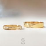  Nhẫn cưới đẹp vàng trắng hàng hiệu đính kim cương đơn giản Gix Jewel 