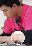  Vòng tay nam nữ bạc s925 vàng trắng 18k xích vuông khoá lớn Anh Trai Say Hi (ATSH) khắc tên Gix 