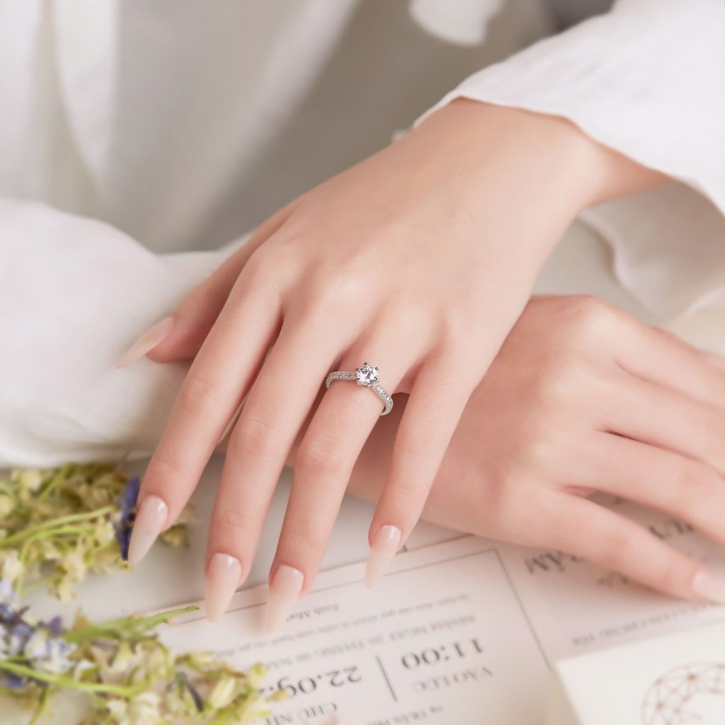  Nhẫn cầu hôn hột xoàn vàng trắng 18k - Whisper Gem | Gix Jewelry 