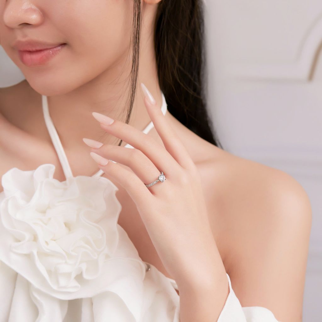  Nhẫn cầu hôn hột xoàn vàng trắng 18k - Whisper Gem | Gix Jewelry 