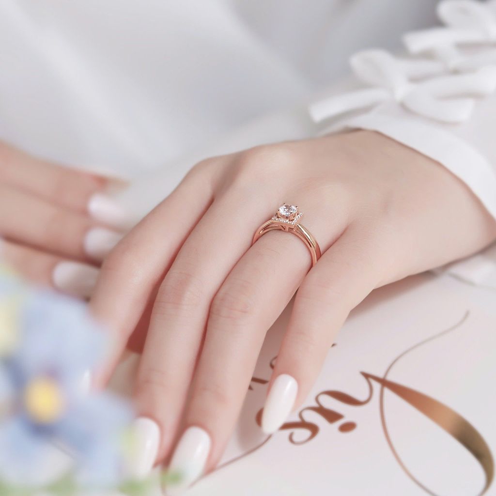  Nhẫn cầu hôn đơn giản vàng hồng 18k đẹp - Halo Rise | Gix Jewel 