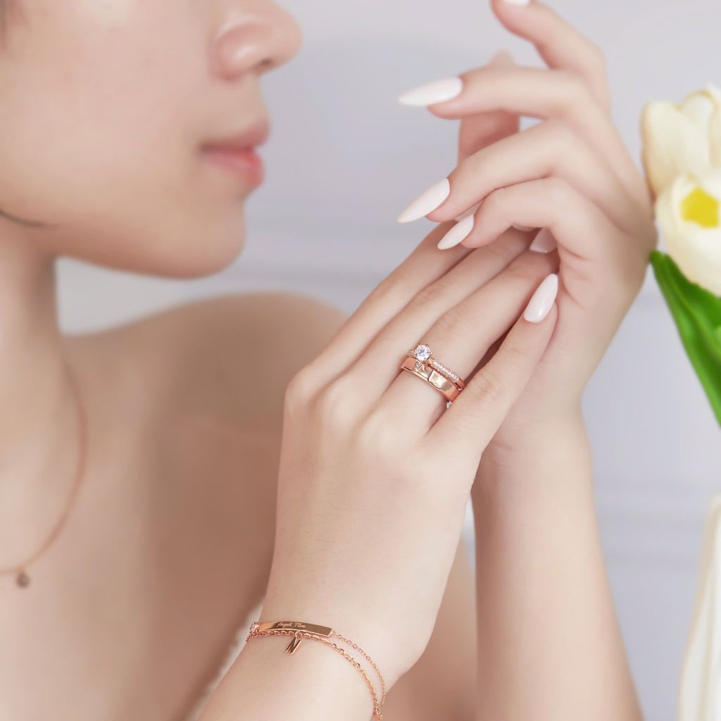  Nhẫn cầu hôn vàng 18k kim cương - Sleek Heart | Gix Jewel 