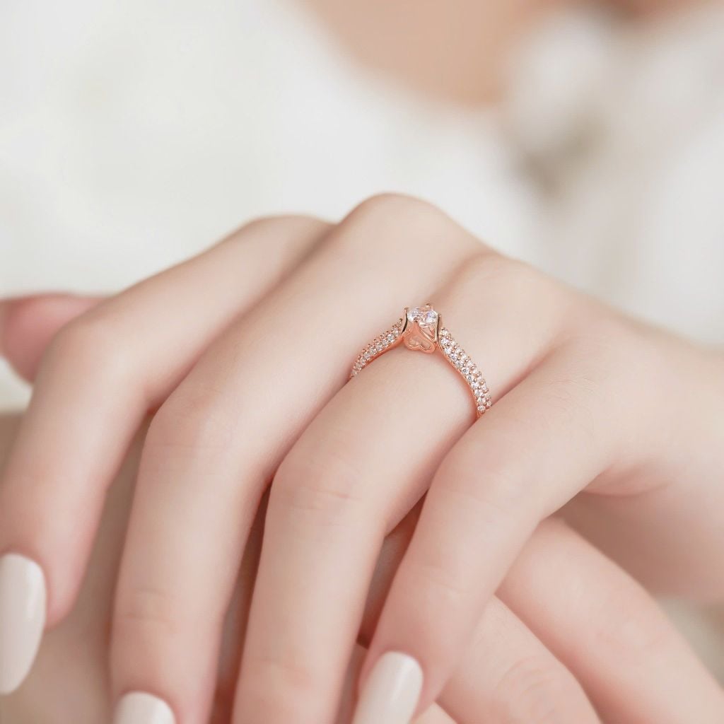  Nhẫn cầu hôn vàng 18k kim cương - Sleek Heart | Gix Jewel 
