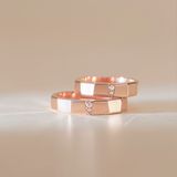  Cặp nhẫn cưới thiết kế riêng vàng tây 18k đẹp sang trọng vát cạnh gắn kim cương Gix Jewel 