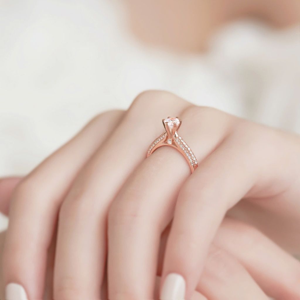  Nhẫn cầu hôn vàng hồng 18k đính kim cương - Velours Kiss | Gix Jewel 