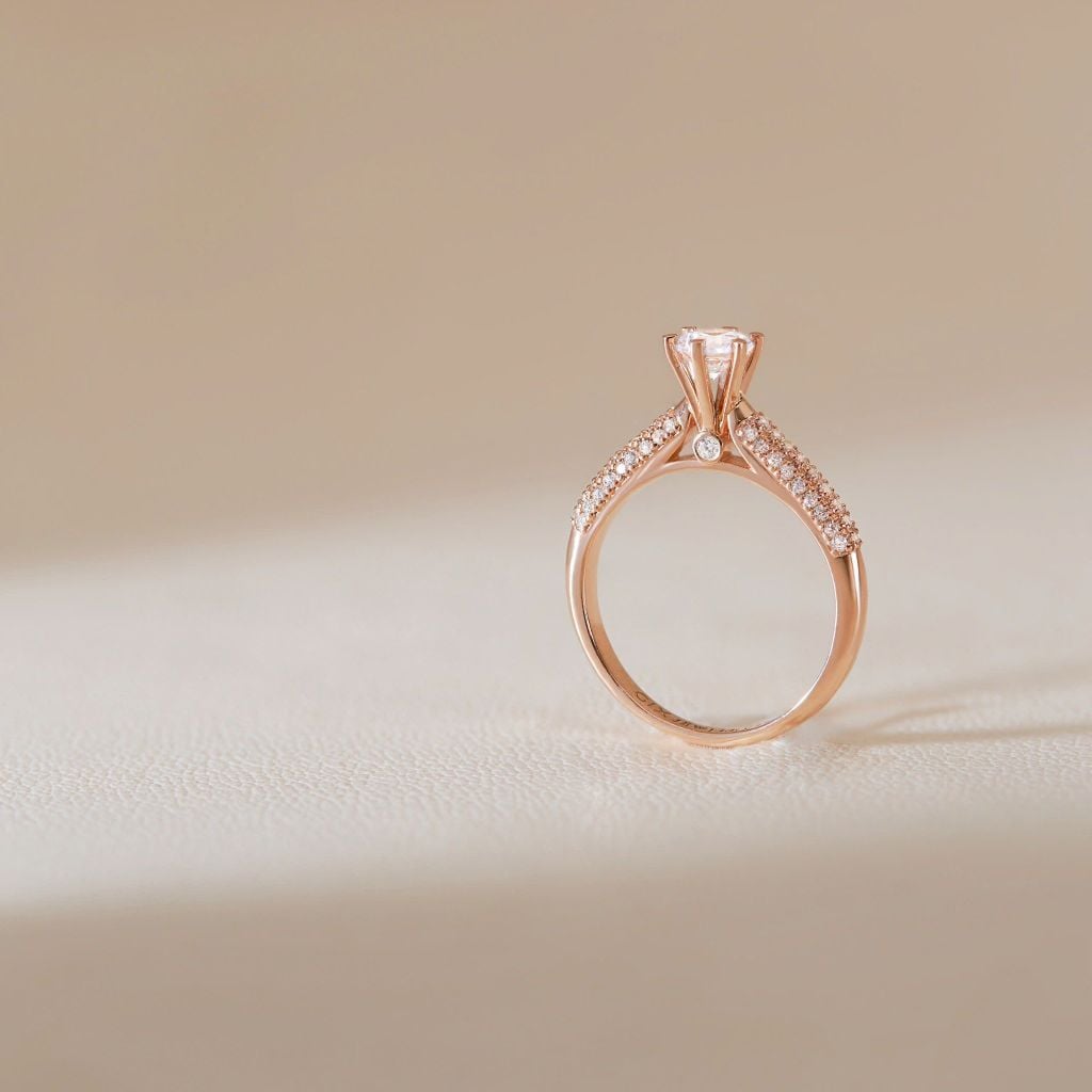  Nhẫn cầu hôn vàng hồng 18k đính kim cương - Velours Kiss | Gix Jewel 