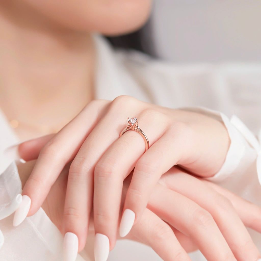  Nhẫn kim cương đính hôn vàng hồng 18k - Eterna Crown | Gix Jewelry 