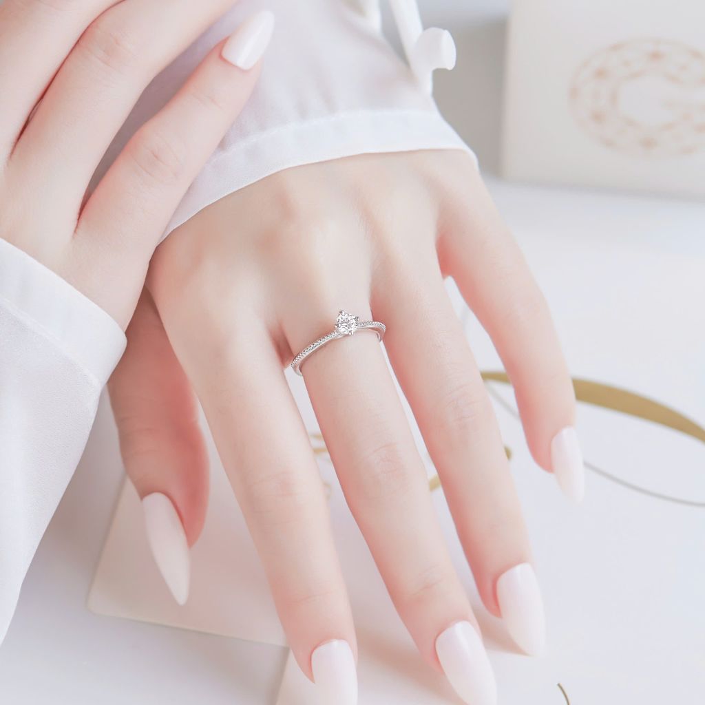  Nhẫn cầu hôn Moissanite vàng 18k đẹp - Aurora Kiss | Gix Jewel 