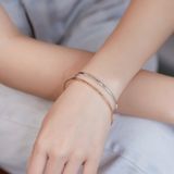  Vòng tay cuff đeo cặp bạc & vàng 18k bản nhỏ khắc tên ý nghĩa Gix 