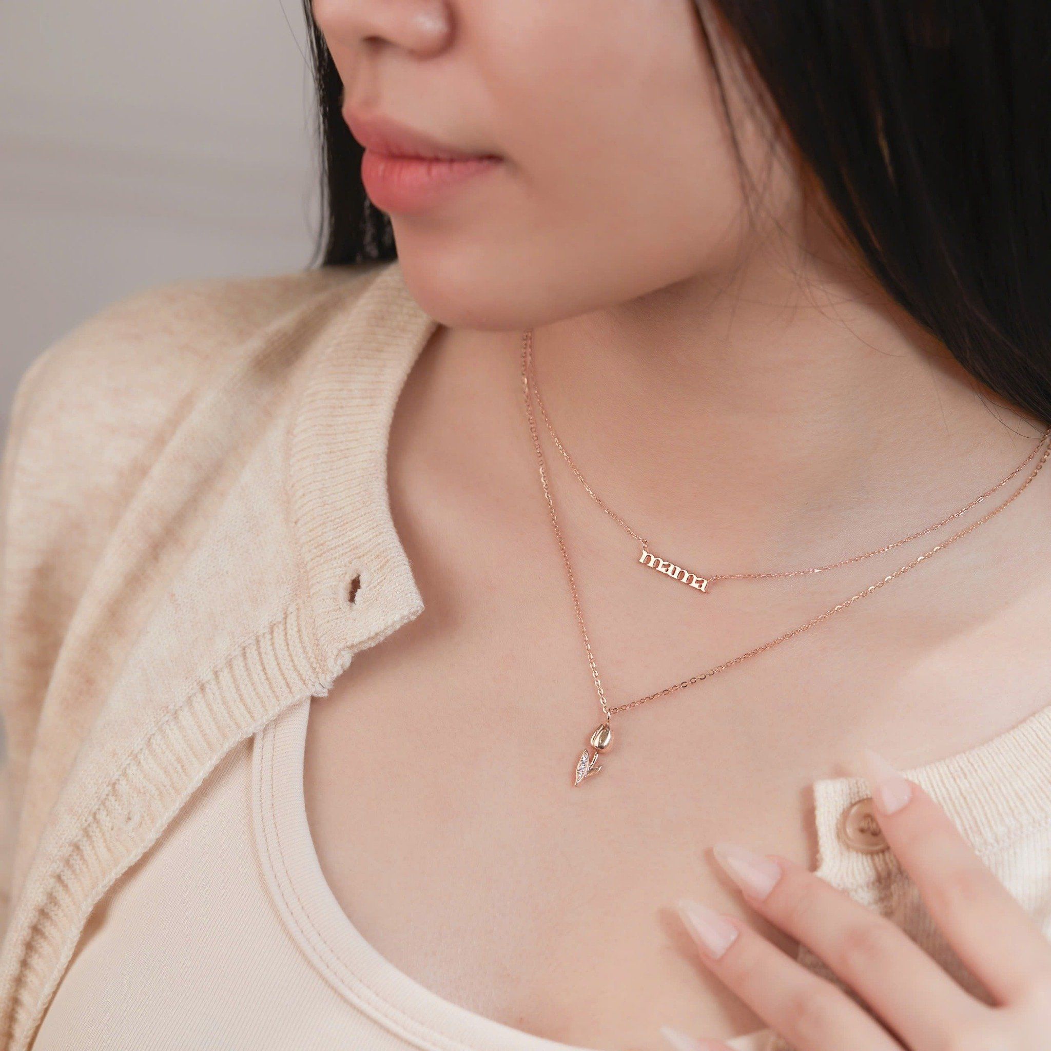  Mặt Dây Chuyền Khắc Chữ Mama Vàng Hồng Khắc Theo Yêu Cầu Gix Jewel 
