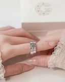  Nhẫn cưới vàng tây đẹp bản vuông khắc mặt trăng & mặt trời Gix Jewel 