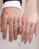  Nhẫn cưới vàng tây đẹp bản vuông khắc mặt trăng & mặt trời Gix Jewel 