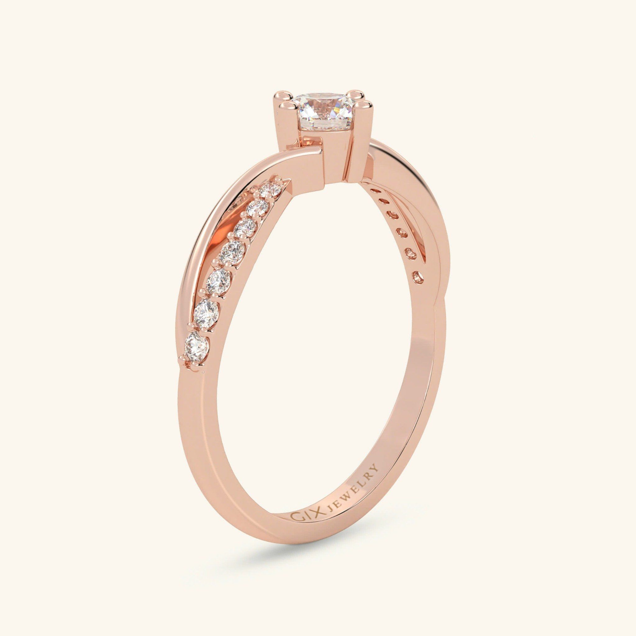  Nhẫn Cầu Hôn Xoắn Uốn Lượn Vô Cực Đá Nhân Tạo Gix Jewel 