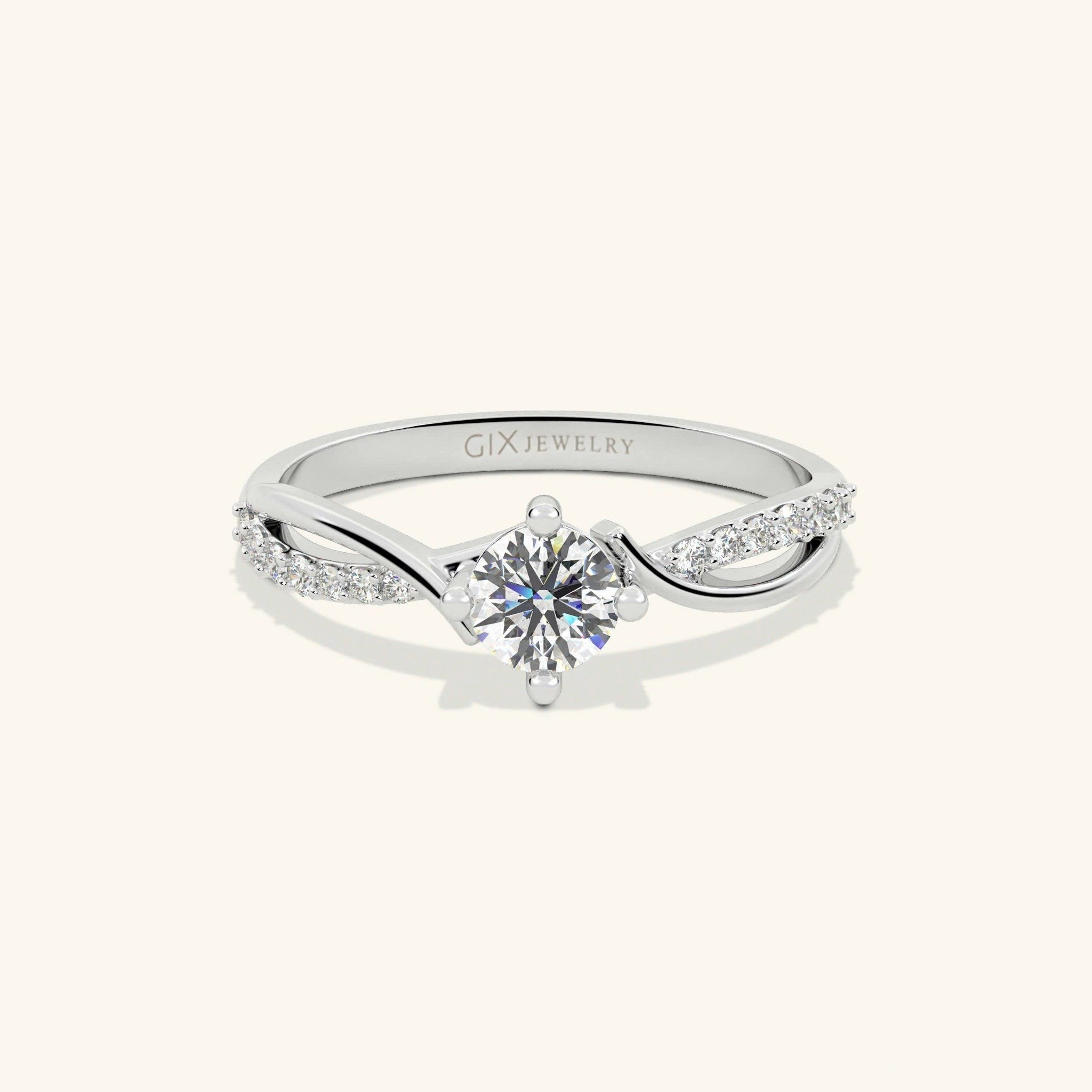  Nhẫn Cầu Hôn Xoắn Uốn Lượn Vô Cực Đá Nhân Tạo Gix Jewel 