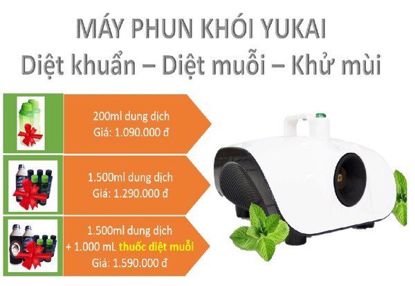  Máy phun khói diệt khuẩn khử mùi diệt muỗi Yukai (tặng 200ml dung dịch) 