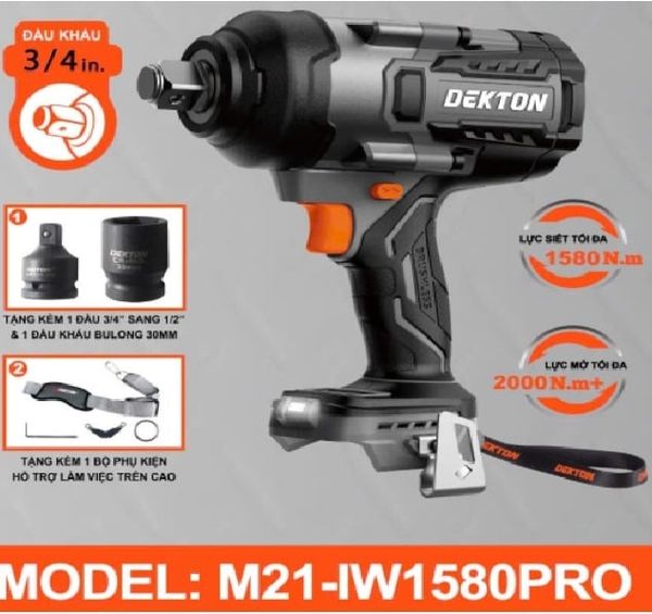  Máy siết bu lông dùng pin Dekton M21 - IW 1580 PRO  - 3/4 