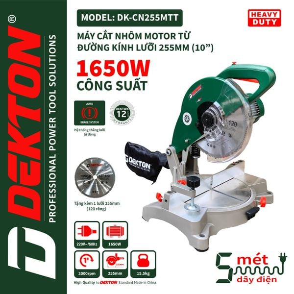  Máy cắt nhôm gỗ Dekton DK -  CN 255 MTT (Motor không chổi than) 