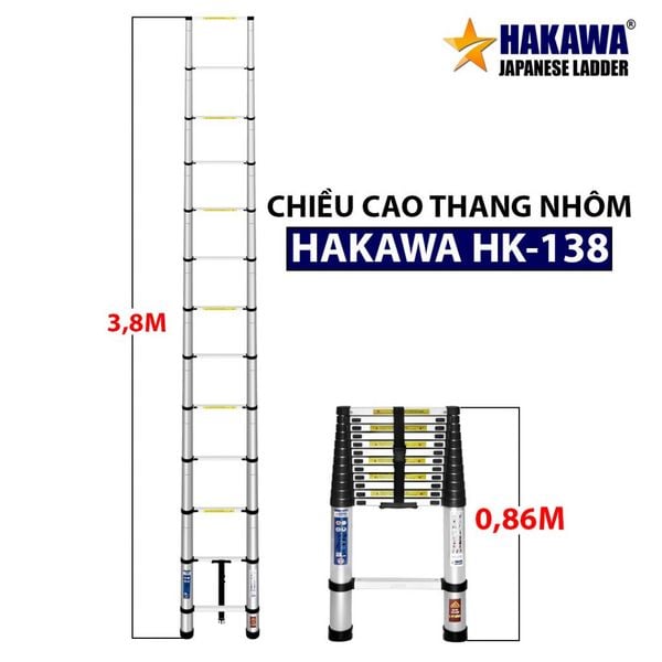  Thang nhôm rút đơn Hakawa HK-138 