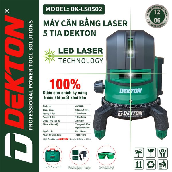  Máy cân bằng laser Dekton - DK LS0502 - 05 tia (Tia xanh) 