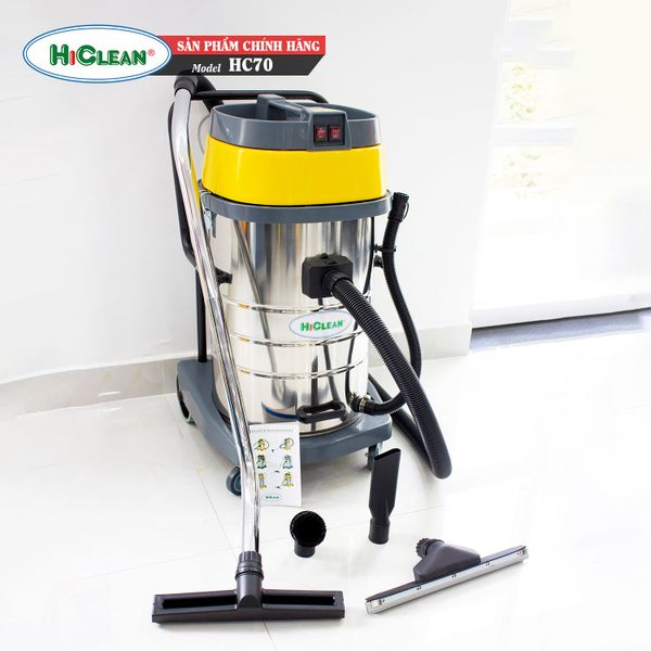  Máy hút bụi Hiclean HC 70  - Thùng inox 70 L - 2400 W - 2 motor 