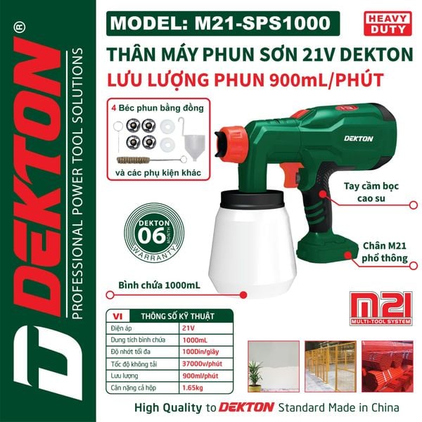  Máy phun sơn DEKTON M21-SPS1000 (Mới nhất 2025) 