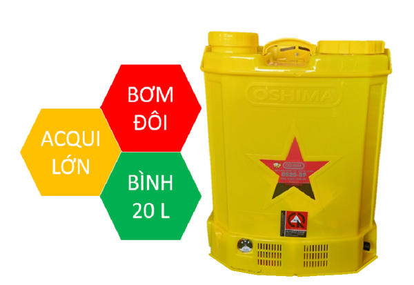  Bình phun xịt thuốc trừ sâu Oshima OS 20 DP - (20 lít) - bơm đôi 