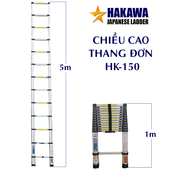  Thang nhôm rút đơn Hakawa HK-150 