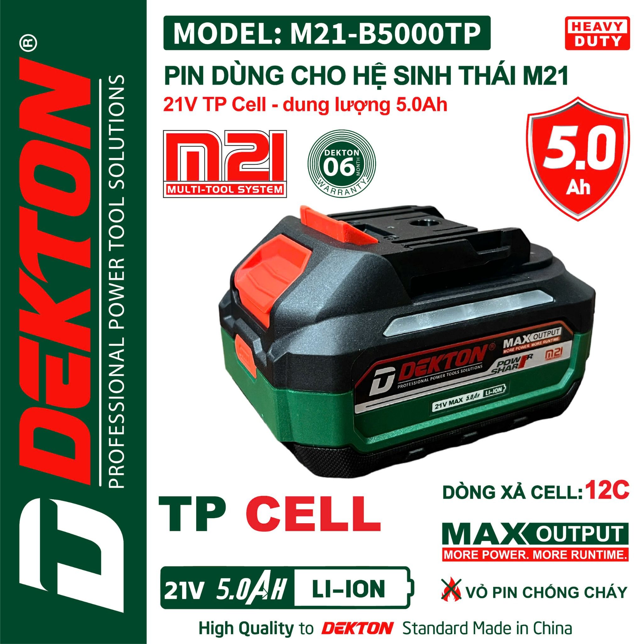  Pin 5A Dekton M21 B5000TP - chân pin phổ thông 21V 