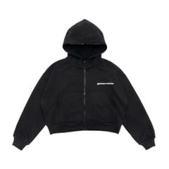 LOGO BOXY FULLZIP HOODIE / BLACK