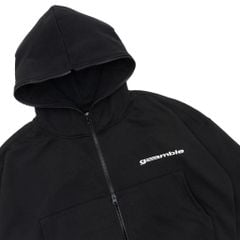 LOGO BOXY FULLZIP HOODIE / BLACK