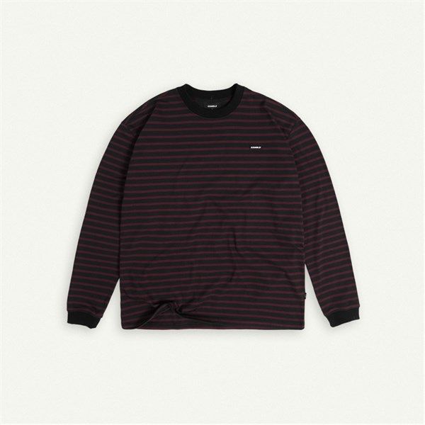  LONG SLEEVE STRIPED TEE / BLACK n RED 