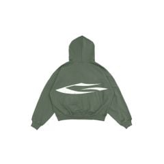 LOGO BOXY FULLZIP HOODIE/ MOSS