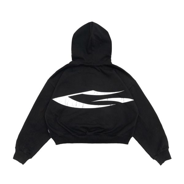  LOGO BOXY FULLZIP HOODIE / BLACK 