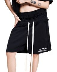 DOUBLE-WAISTED SHORTS / BLACK