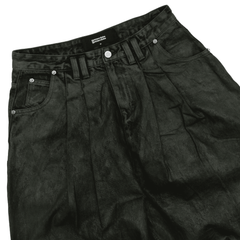 COATED BAGGY JEANS / MOSS