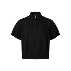 HALF-ZIP KNIT TEE / BLACK