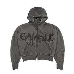 GOTHIC TURLE NECK FULLZIP HOODIE / TITANIUM