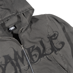 GOTHIC TURLE NECK FULLZIP HOODIE / TITANIUM