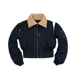 DETACHABLE-SLEEVE BOMBER JACKET / BLUE