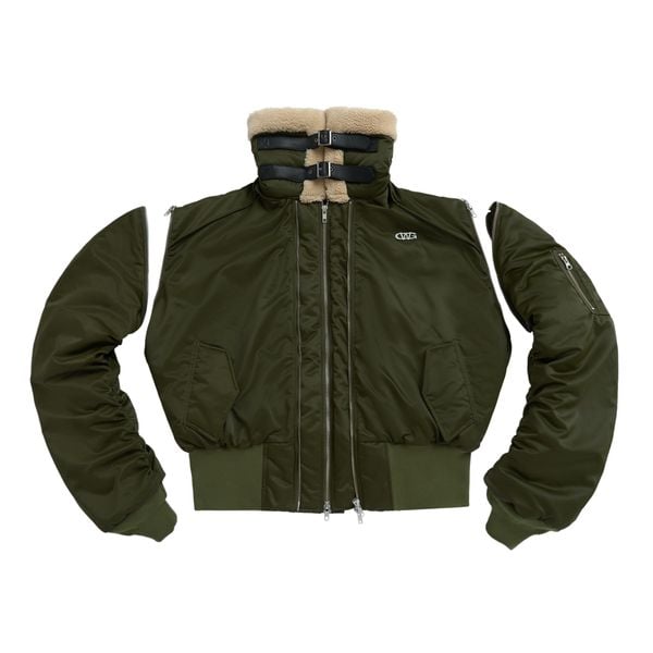  DETACHABLE-SLEEVE BOMBER JACKET / GREEN 