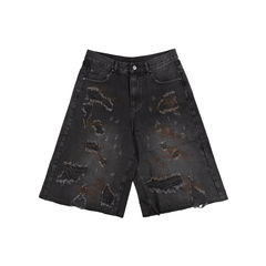 RIPPED BAGGY SHORT / BLACK